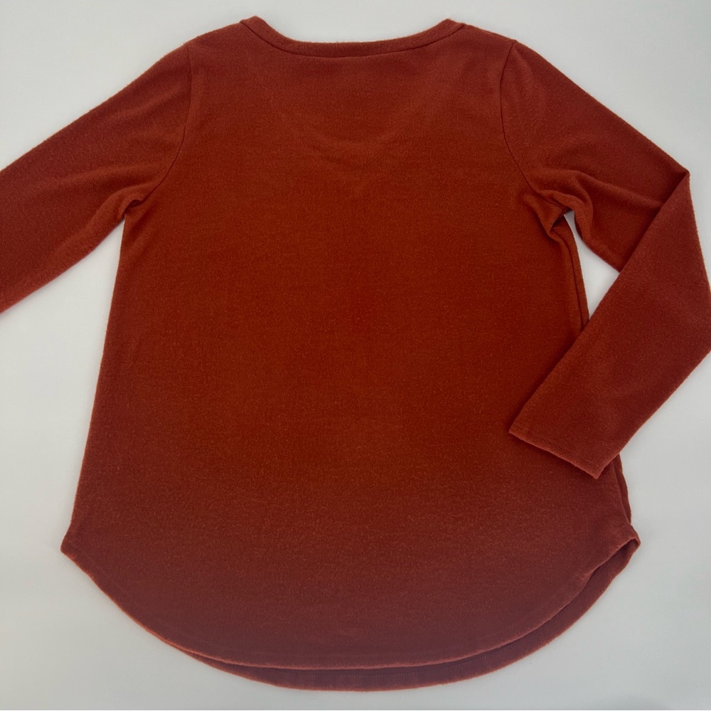 Sew In Love Womens Small V Neck Long Sleeve Tunic Toasted Pumpkin Fuzzy Texture - Picture 9 of 13